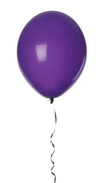 Ballon Violet Avec Ruban Isolé Sur Blanc — Photo