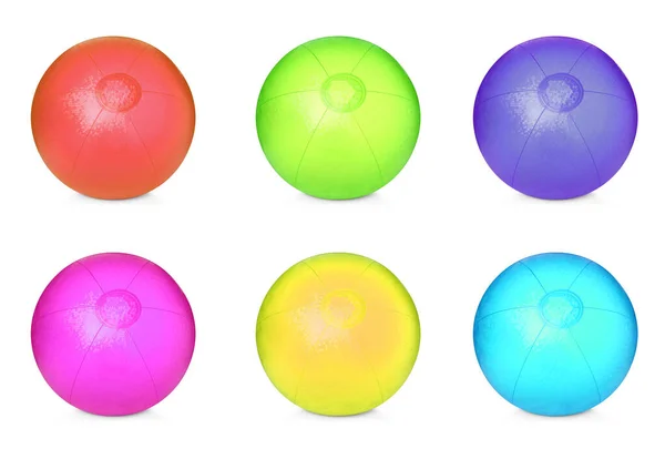 Set Colorful Inflatable Beach Balls White Background — Stock Photo, Image