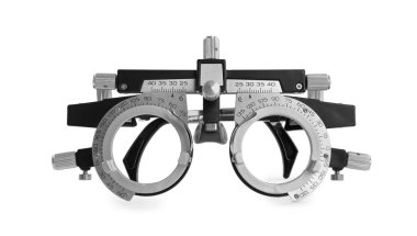 Deneme çerçevesi beyazda izole edildi. Oftalmolog aracı