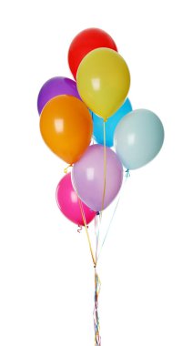 Beyaz arkaplanda renkli balonlar