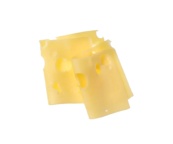 Кусочки Вкусного Сыра Изолированные Белом Вид Сверху — стоковое фото