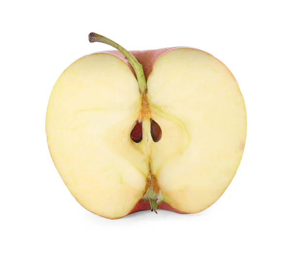 Die Hälfte Des Saftigen Apfels Auf Weißem Hintergrund — Stockfoto