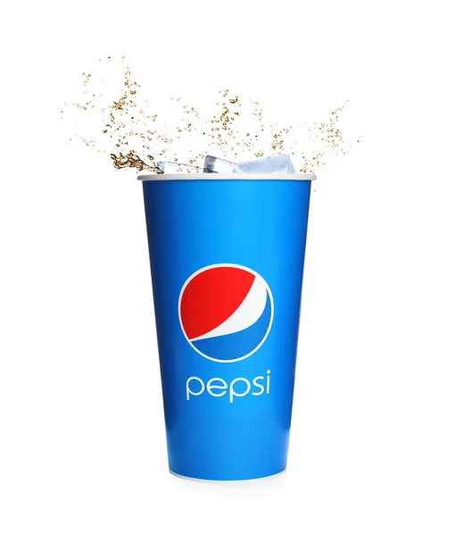 Mykolaiv Ukraine June 2021 Pepsi Splashing Out Paper Cup Isolated — 스톡 사진