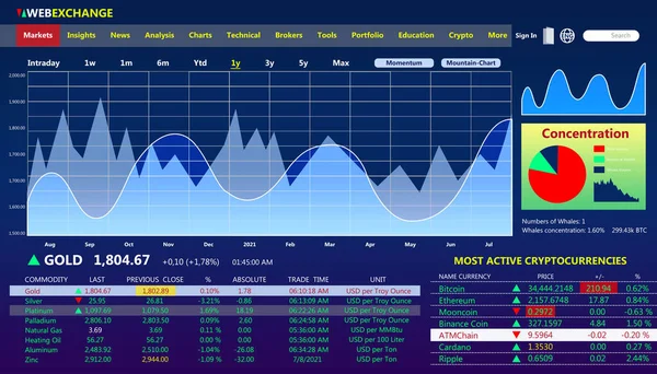 Aplicação Bolsa Valores Online Com Informações Atuais Ilustração — Fotografia de Stock