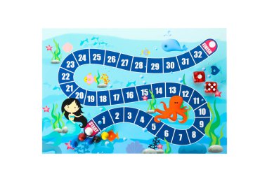 Board game on white background, top view