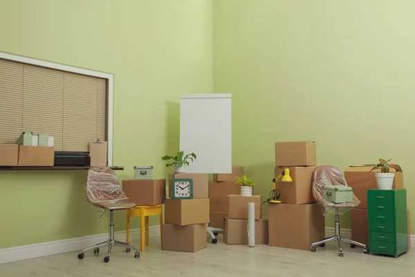 Cardboard Boxes Packed Stuff New Office Moving Day — Stock Photo, Image