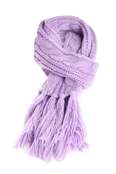 Violet Knitted Scarf Isolated White Stylish Accessory — Stockfoto