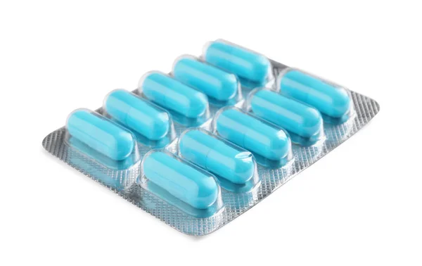 Blister Bright Pills Isolated White — Stock Photo, Image