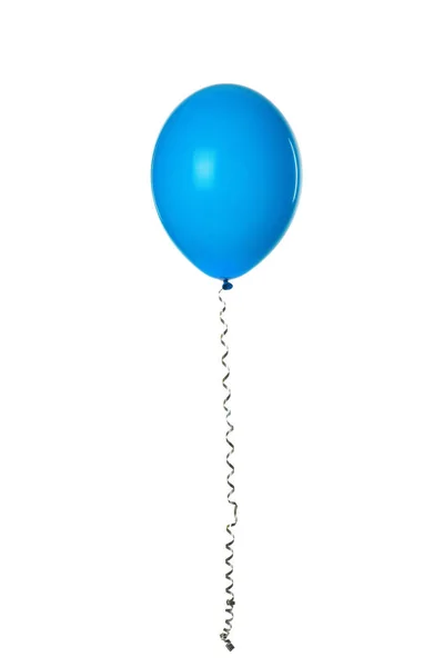 Hellblauer Ballon Mit Band Isoliert Auf Weißem Grund — Stockfoto