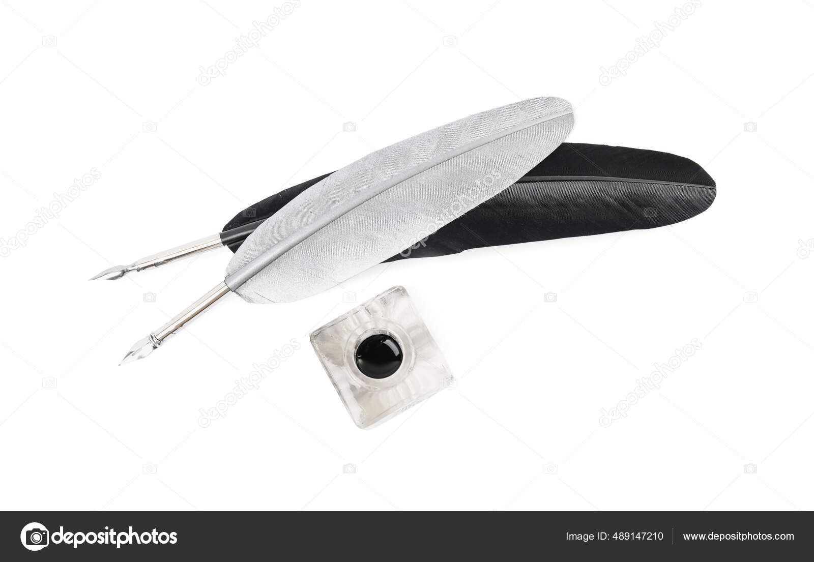 复古羽毛羽毛笔浸笔墨水套装笔金属笔尖书法羽毛笔礼品套装与立场, image size:1600x1105