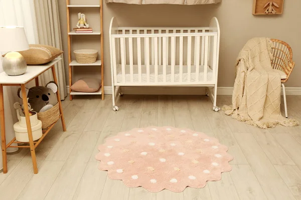 Baby Room Interior Modern Furniture Soft Rug — Stock Photo, Image