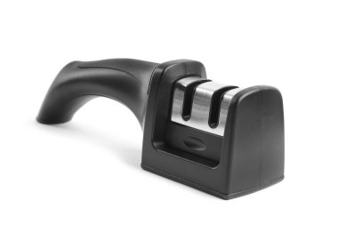 Beyazda izole edilmiş bıçak için modern el bileyicisi.