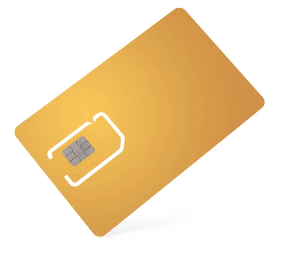 白で隔離された現代の黄色のSimカード — ストック写真