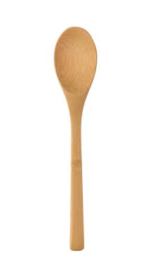 Bambu kaşığı beyaza izole edilmiş. Bilinçli tüketim