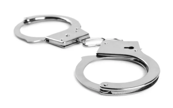 New Classic Chain Handcuffs White Background — Stock Photo, Image