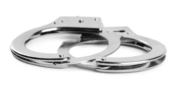 New Classic Chain Handcuffs White Background — Stock Photo, Image