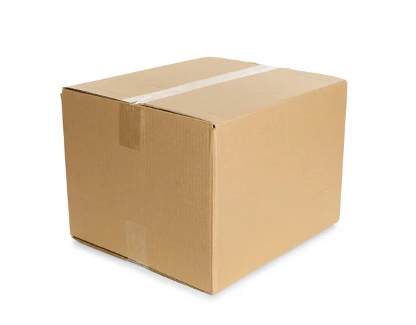 Cardboard Box Isolated White Mockup Design — Stock Photo, Image