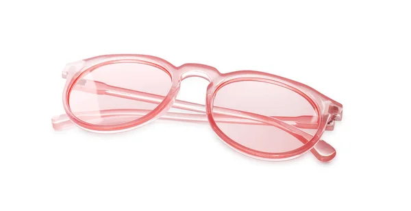 Belles Lunettes Soleil Protection Élégantes Isolées Sur Blanc — Photo