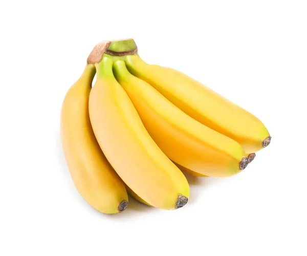 Cluster Van Rijpe Baby Bananen Witte Achtergrond — Stockfoto
