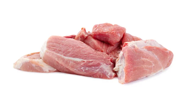 Τεμάχια Νωπού Κρέατος Που Απομονώνονται Λευκό Κρέας — Φωτογραφία Αρχείου