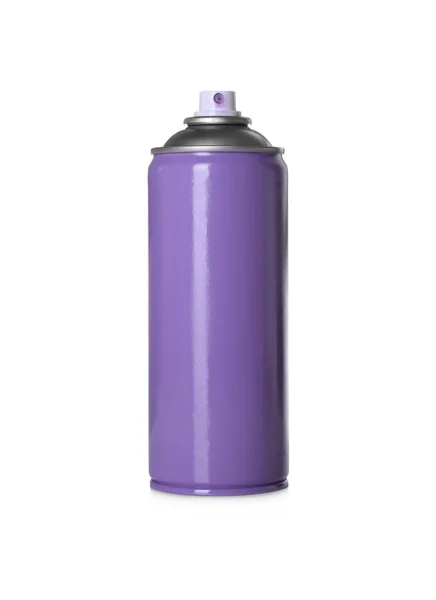 Lata Tinta Spray Roxo Isolado Branco Fornecimento Grafite — Fotografia de Stock