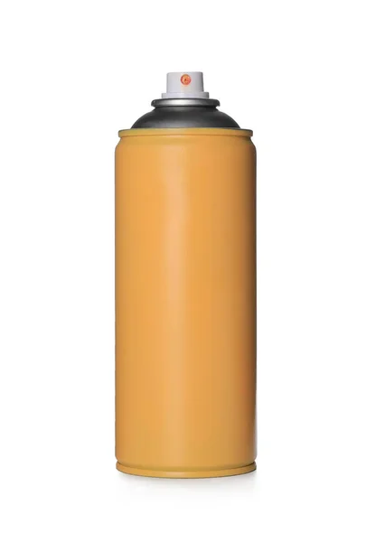 Can Orange Spray Paint Isolated White Graffiti Supply — Stock Photo, Image