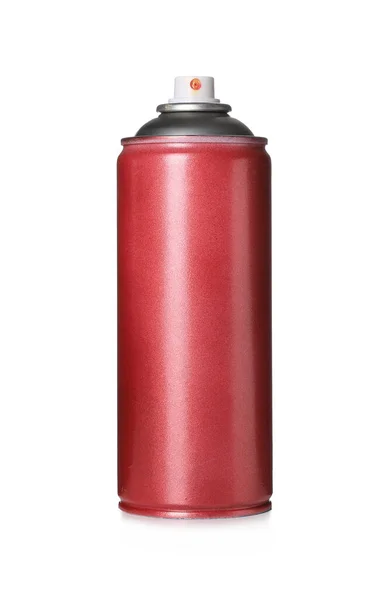 Lata Tinta Spray Vermelho Isolado Branco Fornecimento Grafite — Fotografia de Stock