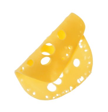 Beyaza izole edilmiş lezzetli bir peynir dilimi.