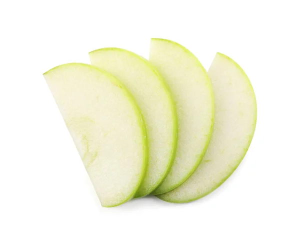 Кусочки Яблока Белом Фоне Вид Сверху — стоковое фото