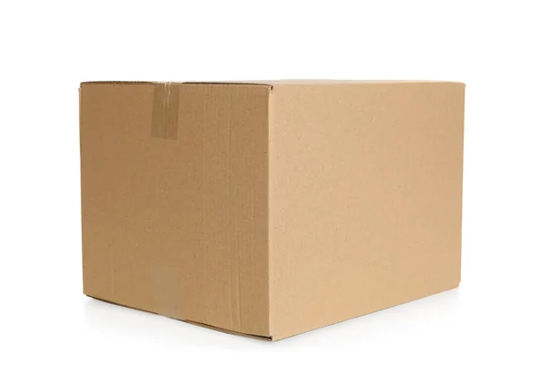 Caja Cartón Aislada Blanco Burla Para Diseño —  Fotos de Stock