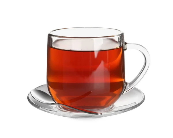 Glass Cup Freshly Brewed Tea Isolated White — Stock Photo, Image