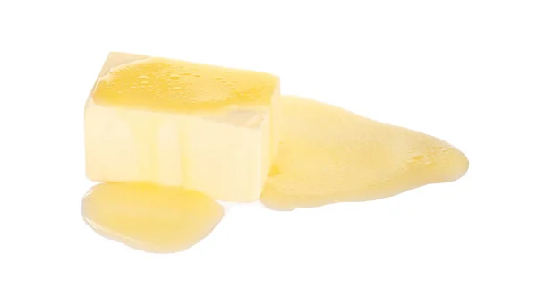 Saborosa Manteiga Fresca Derretida Fundo Branco — Fotografia de Stock
