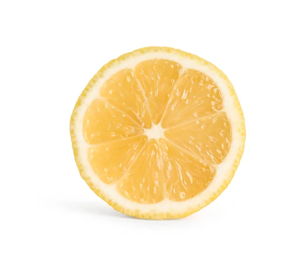 Fatia Limão Fresco Isolado Branco — Fotografia de Stock