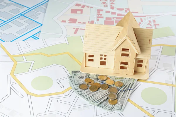 Money House Model Cadastral Maps — Stock Photo, Image