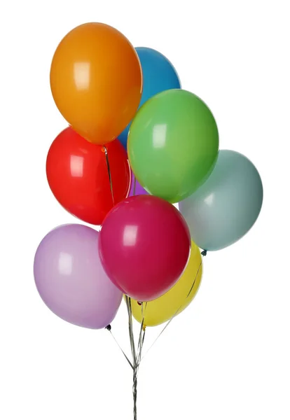 Stelletje Kleurrijke Ballonnen Witte Achtergrond — Stockfoto