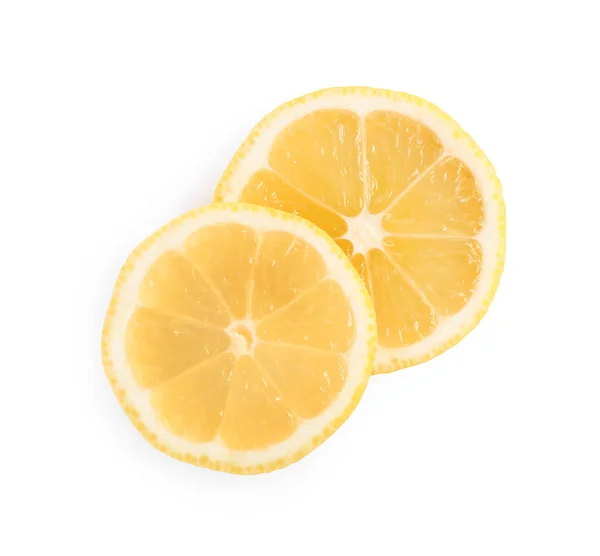 Slices Fresh Lemon White Background Top View — Stock Photo, Image