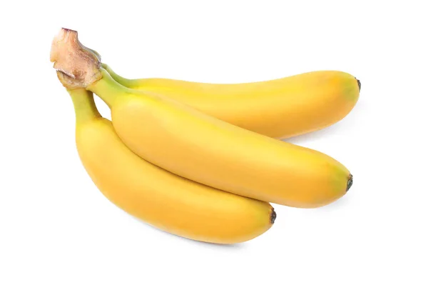 Cluster Ripe Baby Bananas White Background — Stock Photo, Image