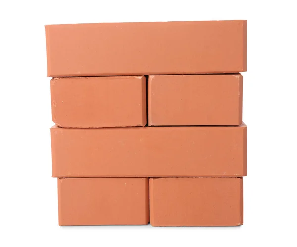 Many Red Bricks White Background Building Material — Stock Photo, Image