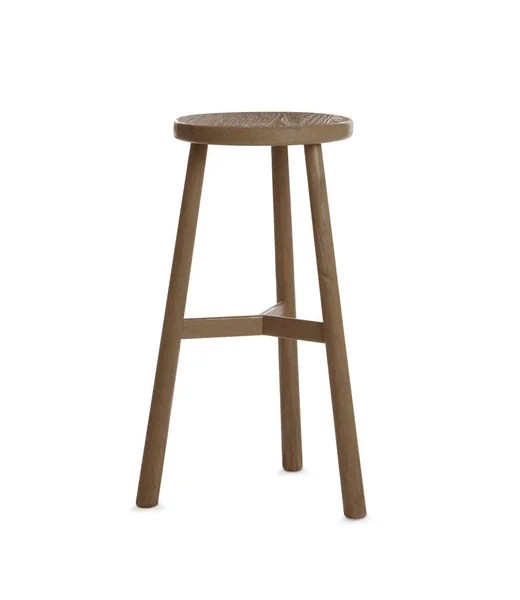 Stylish Wooden Stool Isolated White Interior Element — Stock Photo, Image