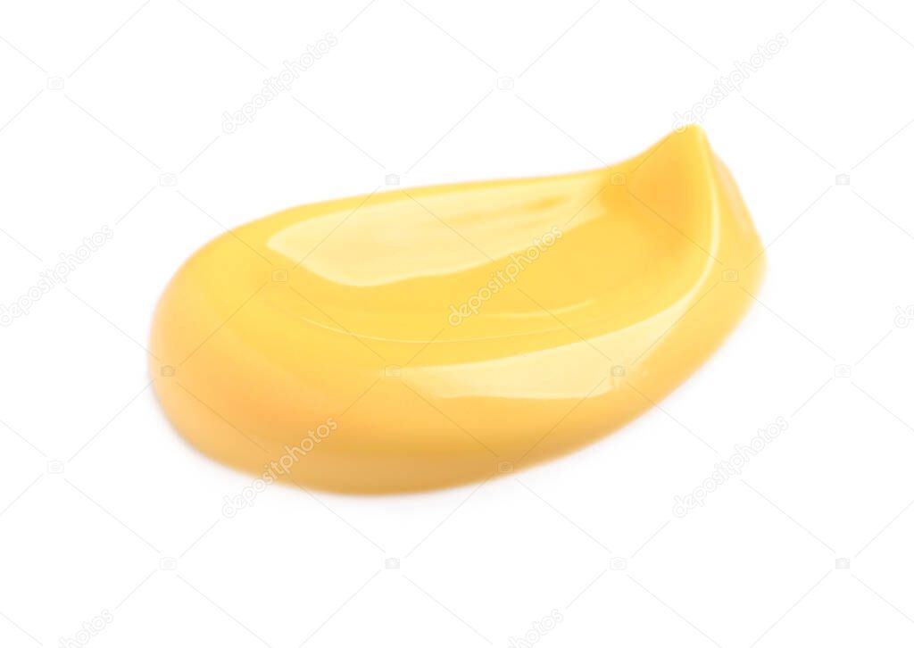 Smear of delicious melted cheese isolated on white