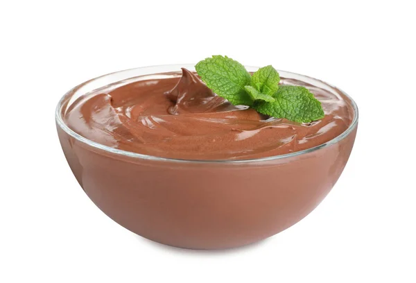 一碗美味的巧克力奶油 薄荷糖与白糖分离 — 图库照片