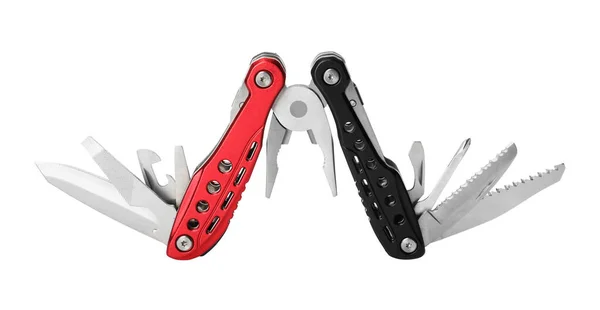 Multitool Colorato Portatile Compatto Isolato Bianco — Foto Stock