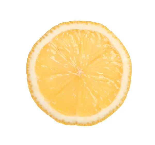Skiva Färsk Citron Isolerad Vitt — Stockfoto