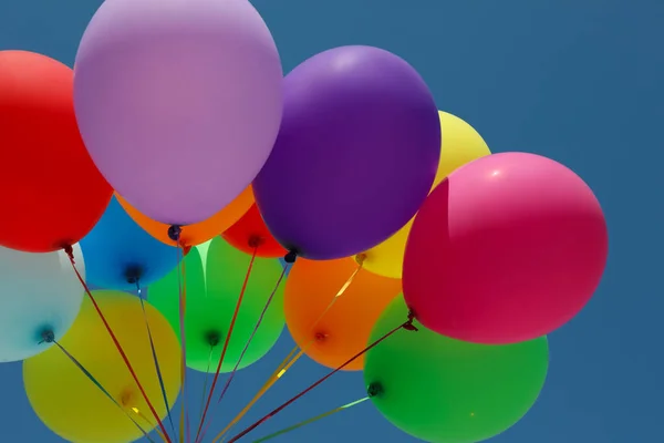 Bunch Colorful Balloons Blue Sky — Stock Photo, Image