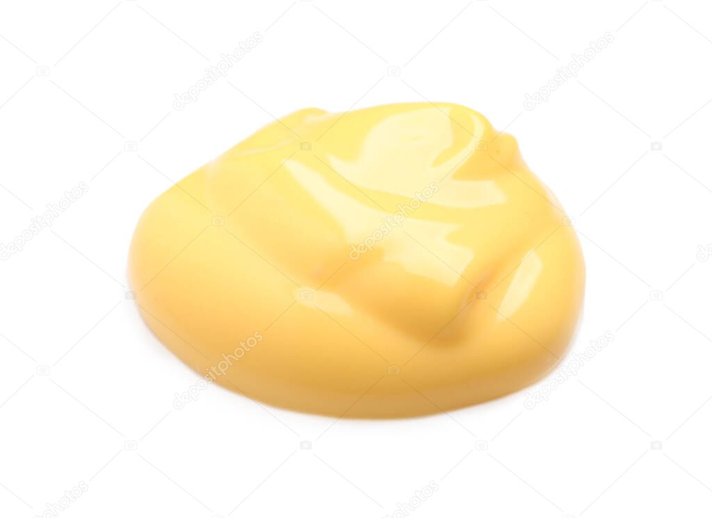 Drop of delicious melted cheese isolated on white