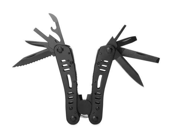 Compact Draagbaar Zwart Multitool Geïsoleerd Wit — Stockfoto