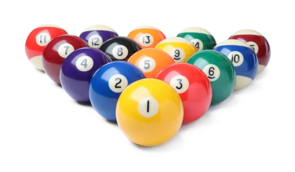 Set Billiard Balls White Background — Stock Photo, Image