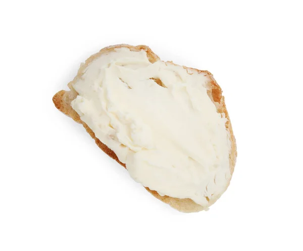 Brood Met Roomkaas Witte Achtergrond Bovenaanzicht — Stockfoto
