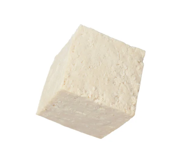 白で隔離されたおいしい生豆腐キューブ — ストック写真