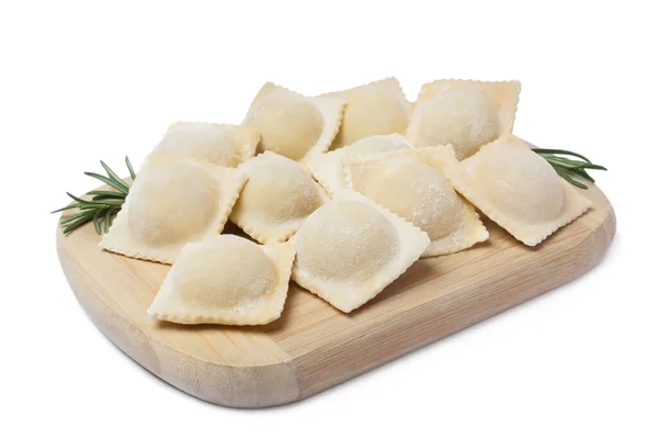 Ravioli Crudi Rosmarino Fondo Bianco — Foto Stock